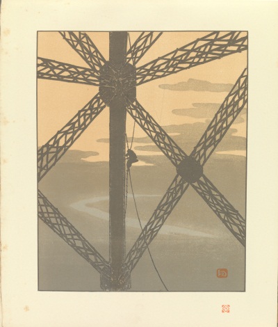 Henri Rivière, Plate 36, The Painter in the Tower, from "Thirty‐Six Views of the Eiffel Tower," 1888–1902.