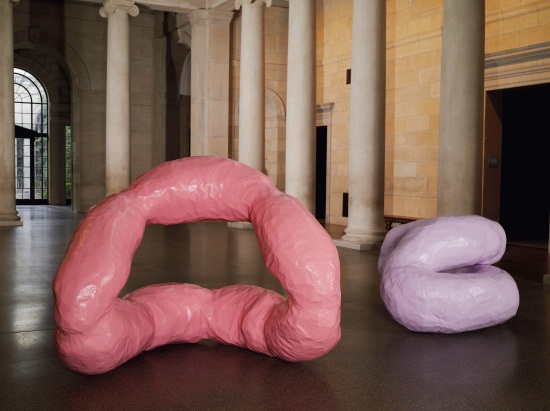 Franz West, Swimmer and Violetta, To the Song of Gerhard Ruhm: I Like to Rest on Aquatic Corpses, both 2005. Collection of the Baltimore Museum of Art.