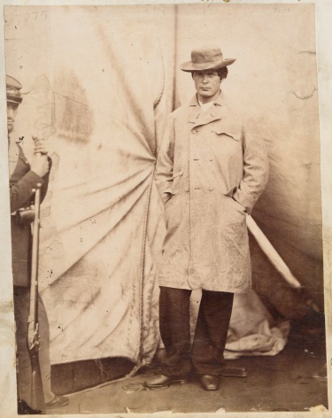 Alexander Gardner, Lewis Payne [aka Lewis Powell], One of the Lincoln Conspirators, April 27, 1865. Printed 1890. Collection of The Huntington Library, Art Collection and Botanical Gardens.