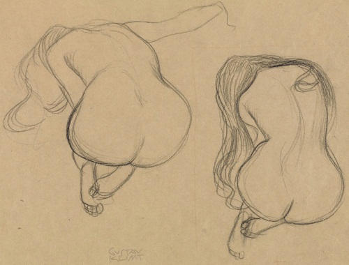 Gustav Klimt, Two Studies of a Seated Nude with Long Hair, about 1901-1902. Collection of the J. Paul Getty Museum, Los Angeles.