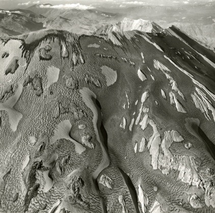 Emmet Gowin, Ash Over New Snow, the South Flank of Mount Saint Helens, 1983.