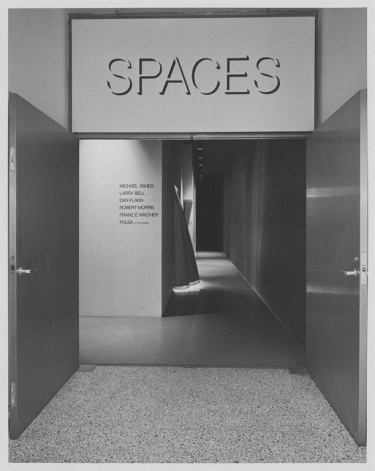 Installation of Larry Bell's untitled installation at the Museum of Modern Art's "Spaces" exhibition, 1969. Photographs courtesy of and copyright the Museum of Modern Art, New York.