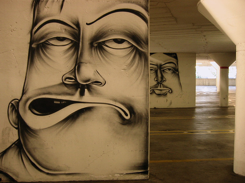 Detail from Barry McGee's installation in the LACMA parking garage (destroyed).