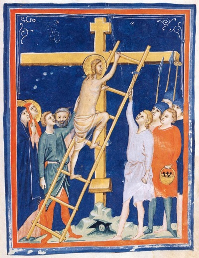Pacino di Bonaguido, The Ascent of the Cross. Collection of The Morgan Library & Museum, New York.