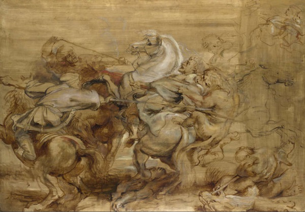 Peter Paul Rubens, A Lion Hunt, ca. 1614-15. Collection of the National Gallery, London.