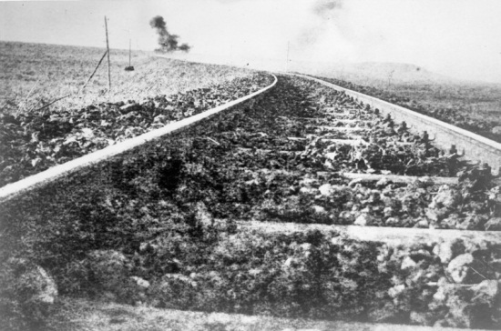 T.E. Lawrence, [A Tulip bomb explodes on the railway Hejaz Railway, near Deraa, Hejaz, Ottoman Empire], 1918. Collection of the MFA Houston.