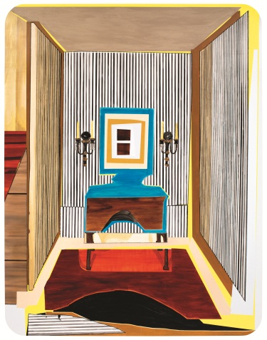 Mickalene Thomas, Interior: Striped Foyer, 2012.