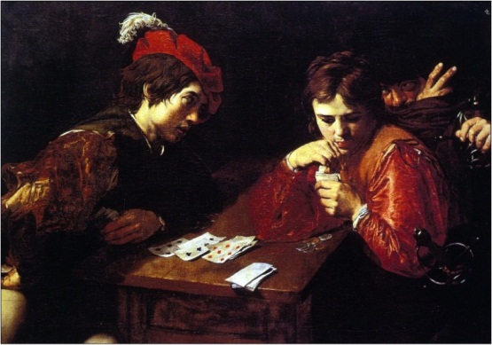 Valentin de Boulogne, Cardplayers, 1620s. Collection of the Gemaldegalerie, Dresden.