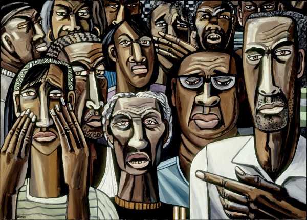 David Bates, The Storm (Super Dome) [right], 2006-07. Collection of the Kemper Museum of Contemporary Art, Kansas City.