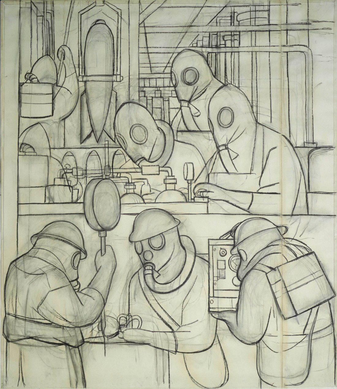 Cartoon of Manufacture of Poisonous Gas Bombs%2C Diego Rivera %28Detroit Industry north wall%29%2C 1932