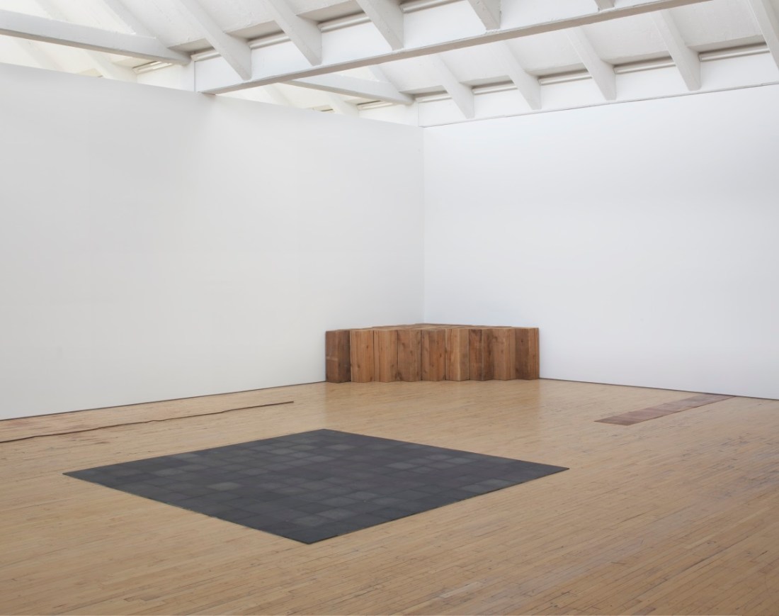 Installation view of Carl Andre retrospective at Dia Beacon.