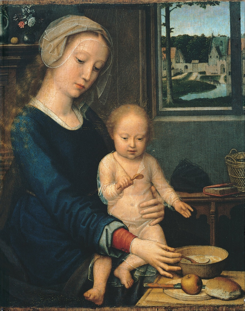 Gerard David, Virgin with the Milk Soup, c. 1510-15. Collection of the Musei di Strada Nuovo, Palazzo Bianco, Genoa.