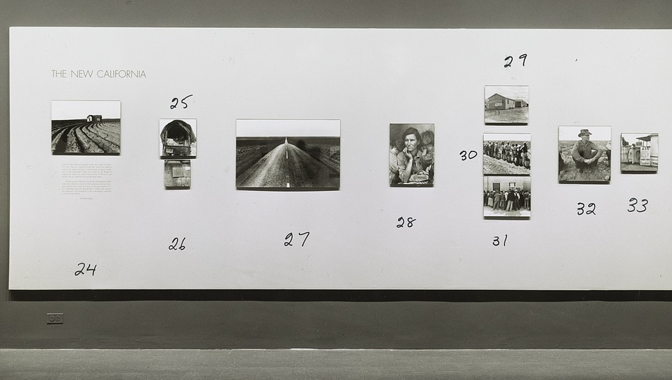 Installation view of the 1966 Dorothea Lange retrospective at the Museum of Modern Art, New York.