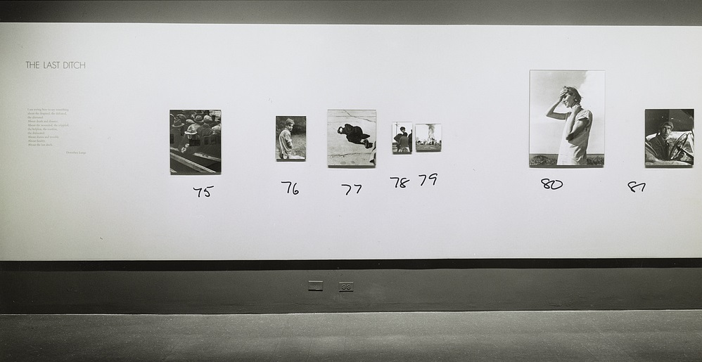 Installation view of the 1966 Dorothea Lange retrospective at the Museum of Modern Art, New York.