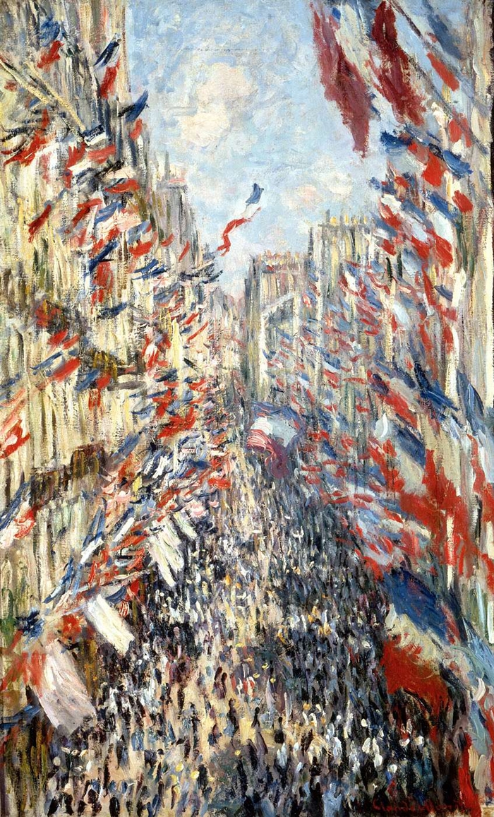 Claude Monet, The Rue Montorgueil in Paris: Celebration of June 30, 1878, 1878. Collection of the Musee d'Orsay, Paris.