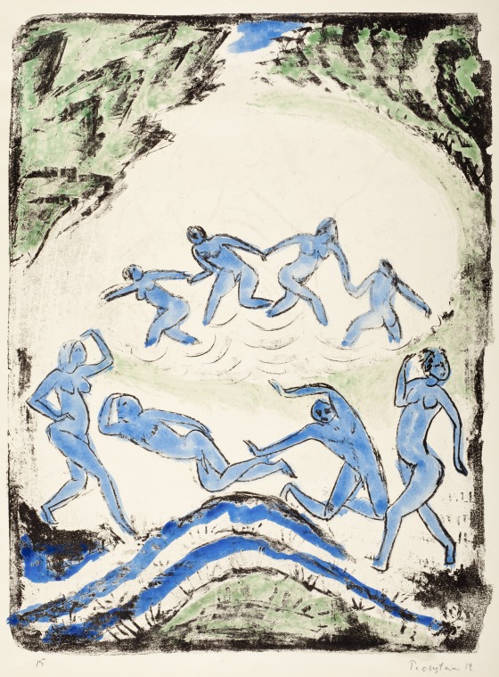 Max Pechstein, Dancers and Bathers at a Forest Pond, 1912. Collection of the Los Angeles County Museum of Art.