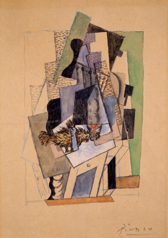 Pablo Picasso,  Person Seated at a Table Plucking a Dead Bird, 1918.