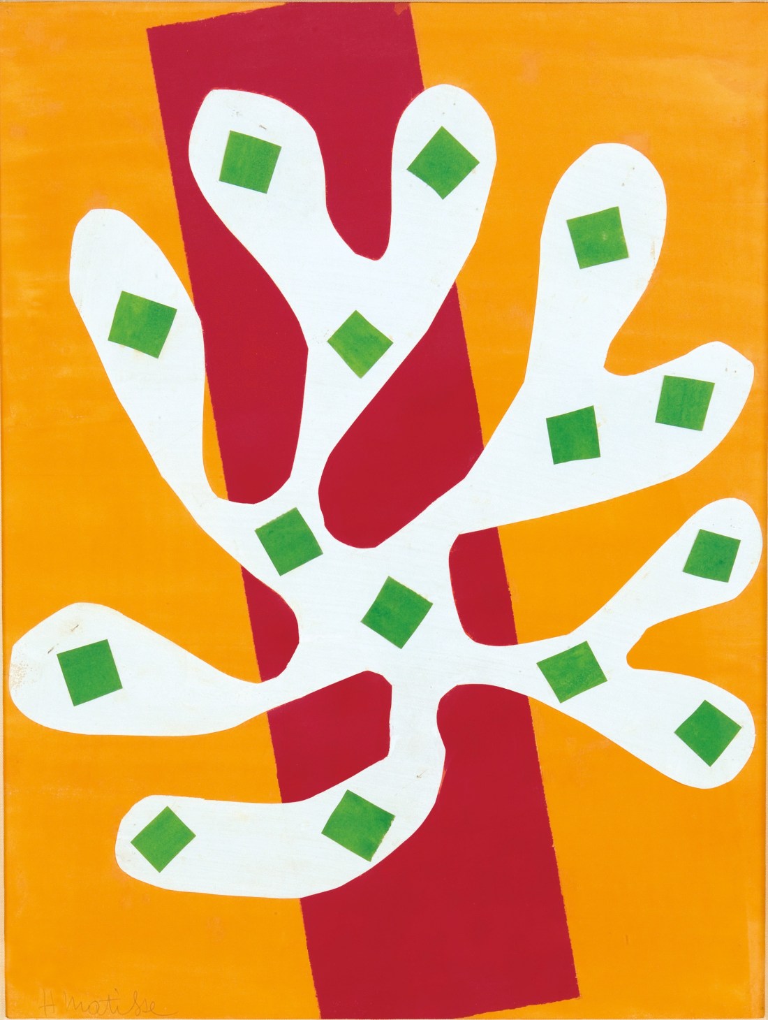 Henri Matisse, White Alga on Orange and Red Background (Algue blanche sur fond orange et rouge), 1947.