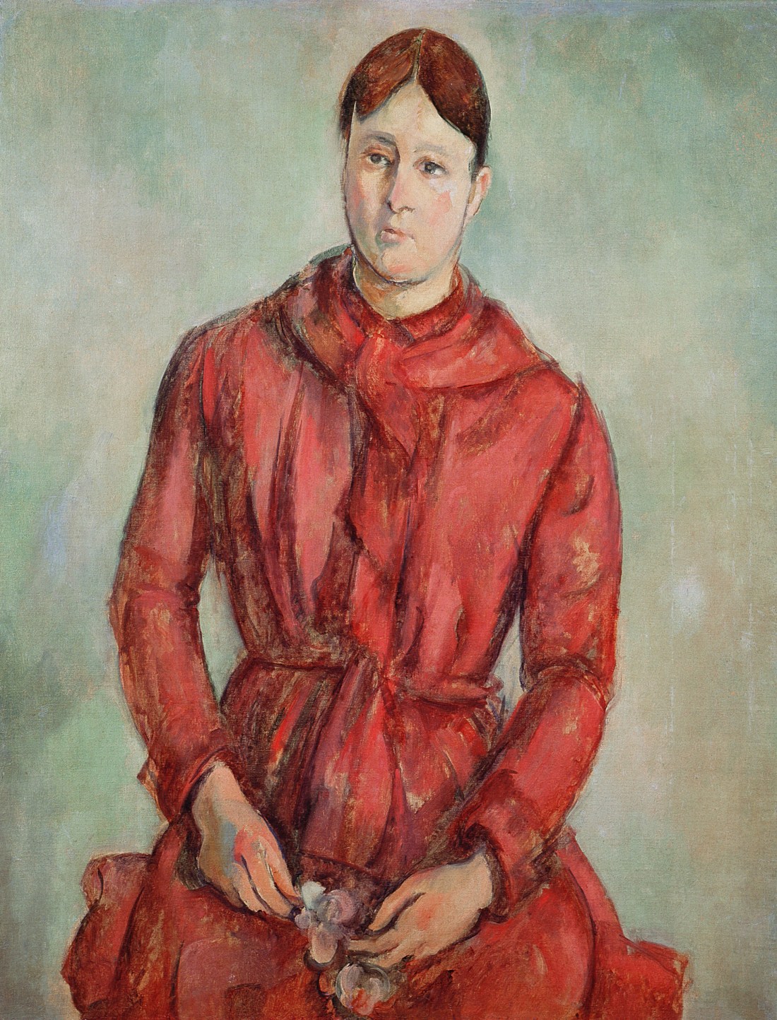 Paul Cezanne, Portrait of madame Cezanne in a Red Dress, ca. 1888-90, Collection of the Museu de Arte de Sao Paulo.