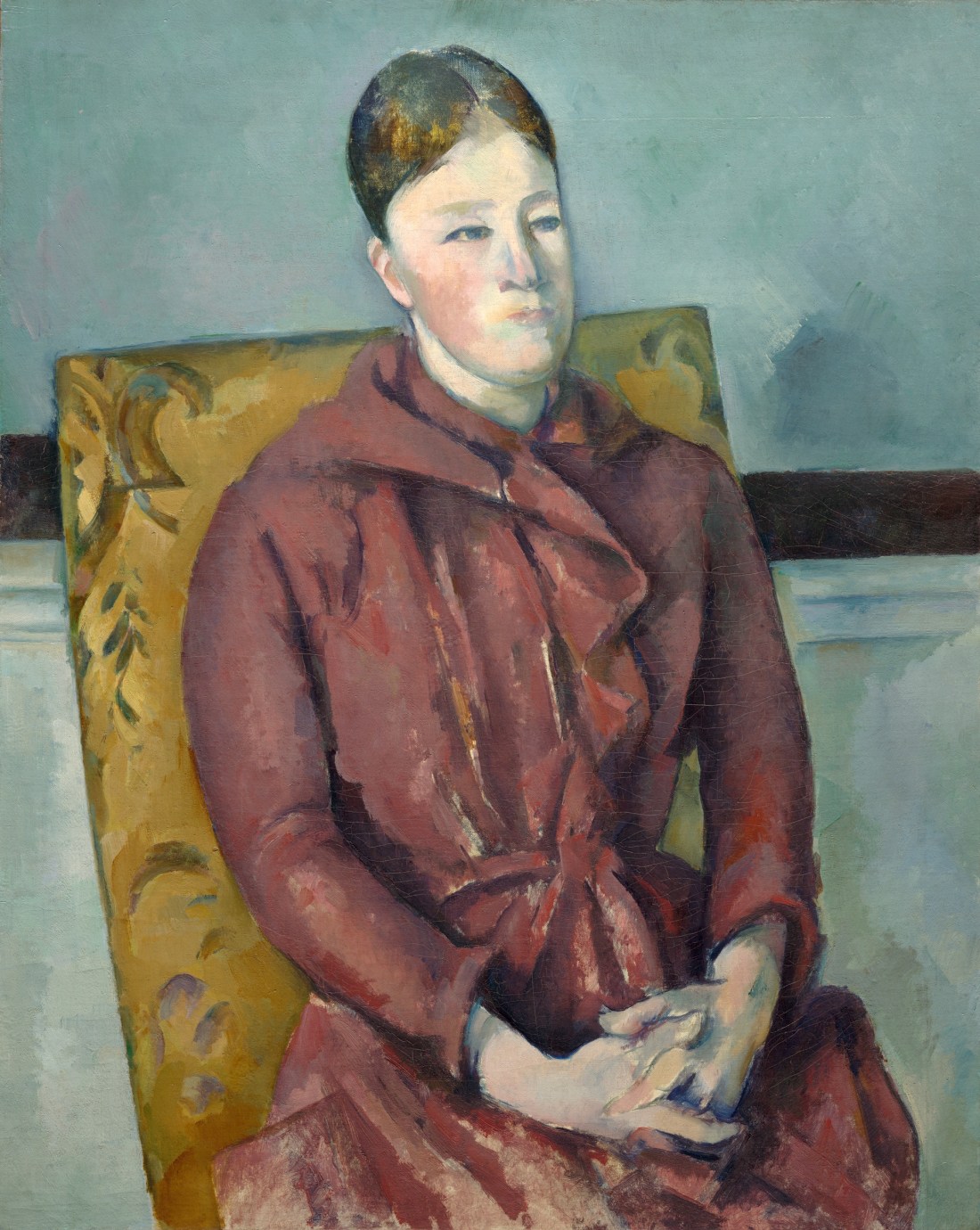 Paul Cezanne, Madame Cezanne in a Yellow Chair, ca. 1888-90. Collection of the Art Institute of Chicago.