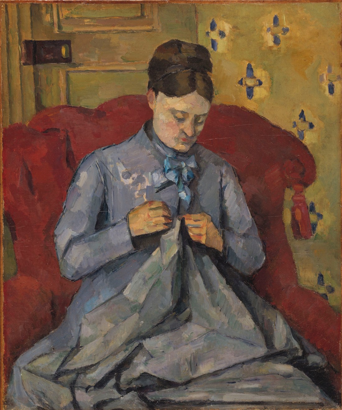 Paul Cezanne, Madame Cezanne Sewing, ca. 1877. Collection of the Nationalmuseum, Stockholm.