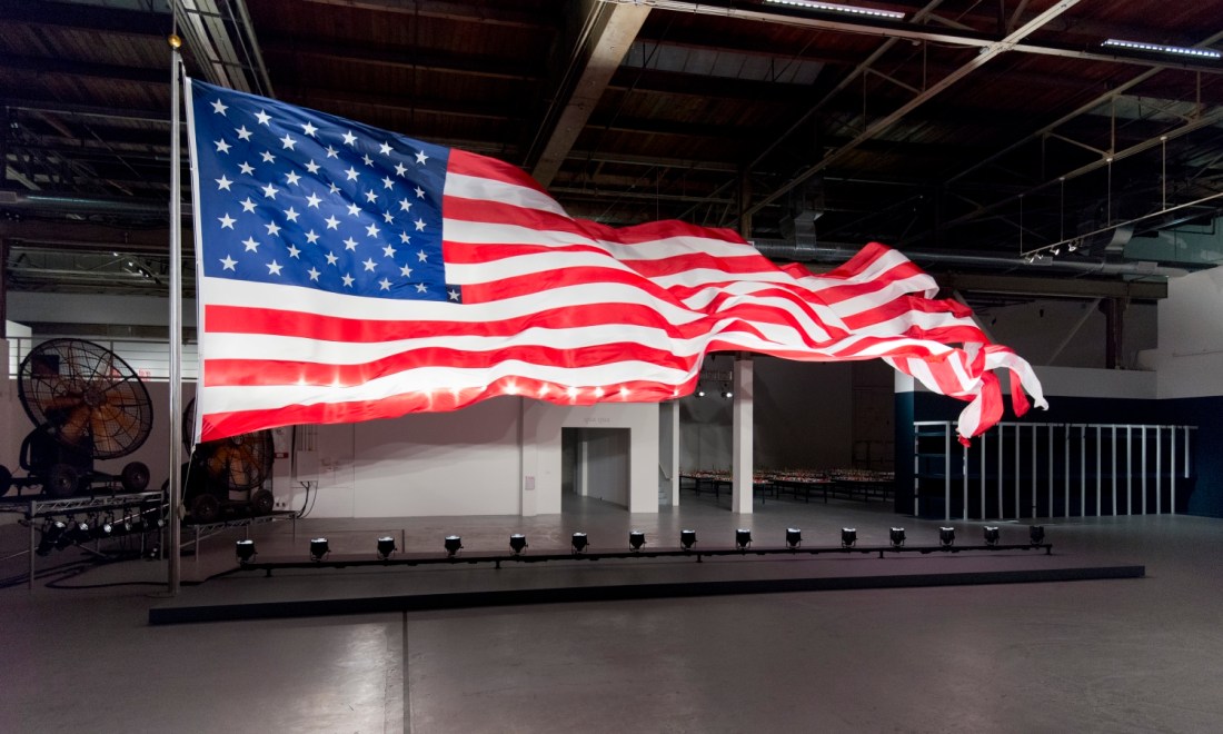 William Pope.L, Trinket (installed at the Museum of Contemporary Art, Los Angeles in 2014), 2008.