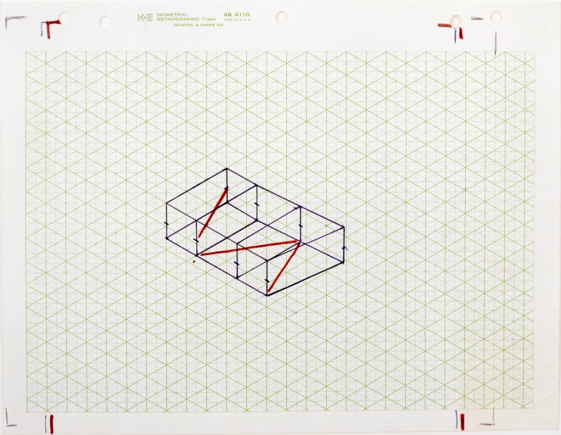 Fred Sandback, Untitled (Study for Kunstraum Munich), ca. 1975.