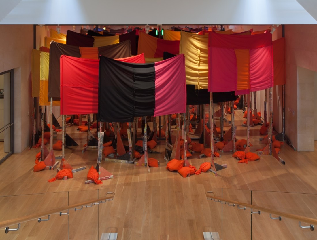 Installation view of Phyllida Barlow, "tryst," at the Nasher Sculpture Center, Dallas.