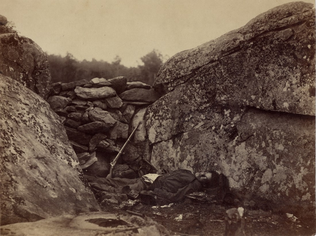 Alexander Gardner, Home of a Rebel Sharpshooter, July, 1863.