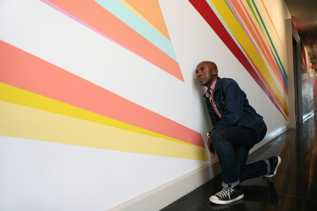 Installation view of Odili Donald Odita's Forever, 2015, at the New Orleans Museum of Art.