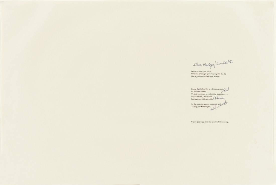 Frances Stark, The Love Song of J Alfred Prufrock (detail), 1993.