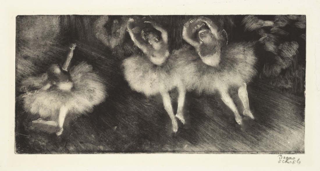 Edgar Degas, Three Ballet Dancers, c. 1878. Monotype on paper.