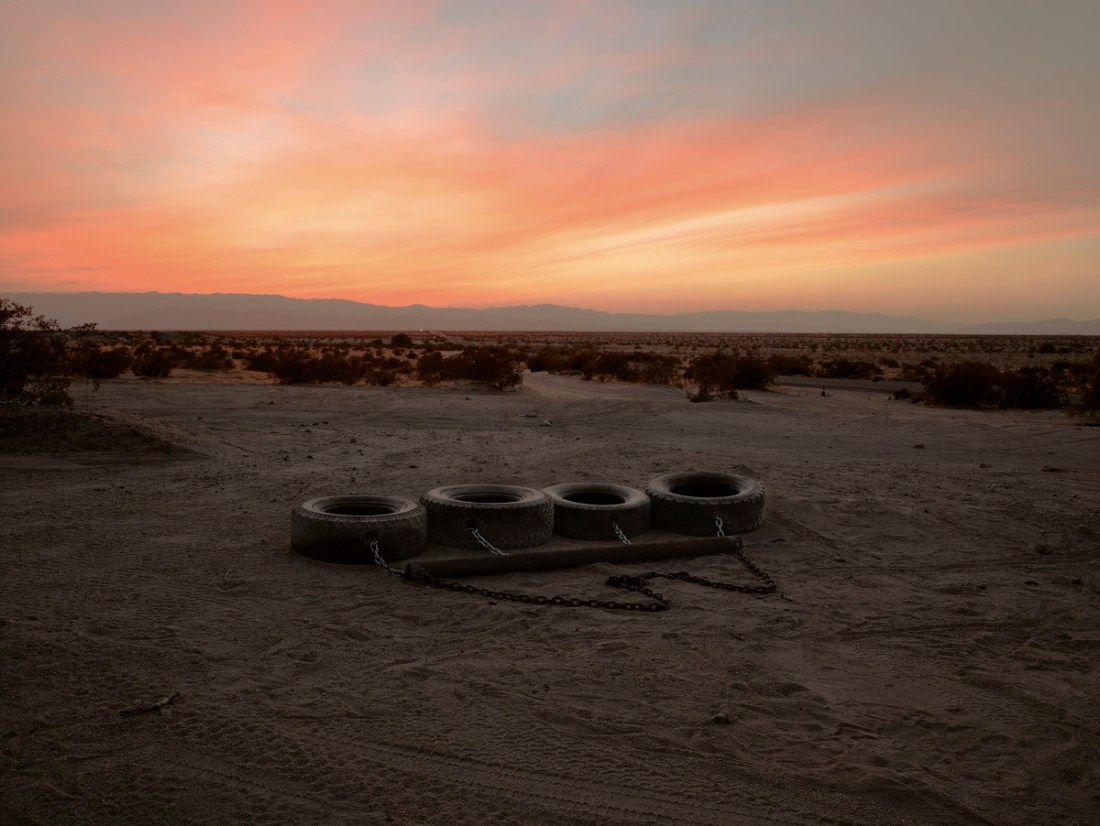 Richard Misrach, Four-tire Drag, near Calexico, California, 2014.