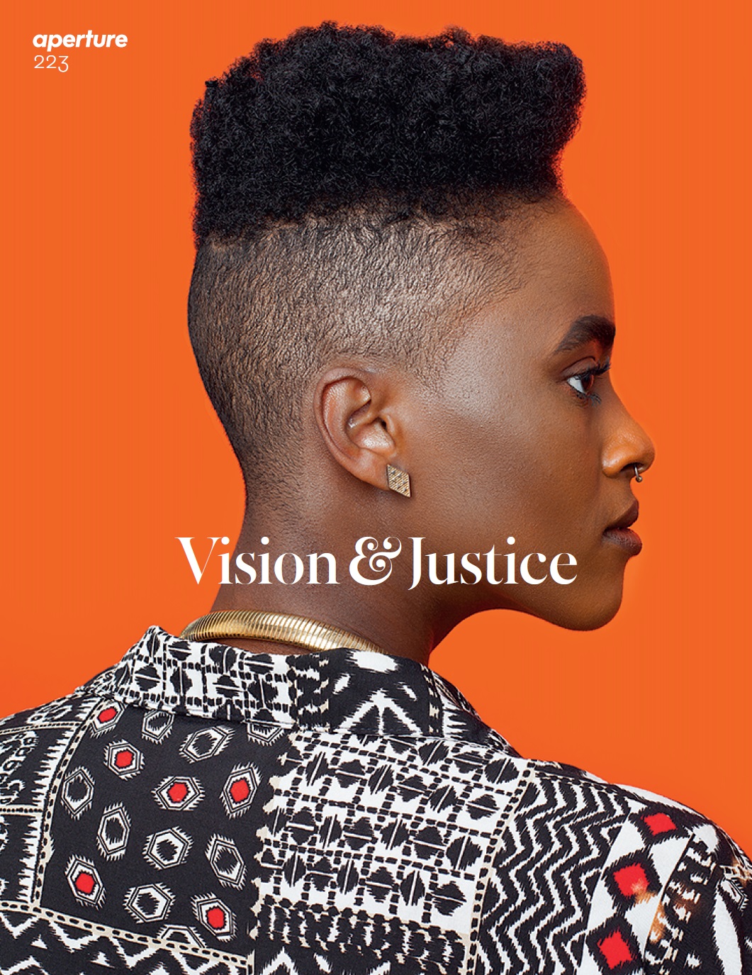 Cover of Aperture #223, Summer 2016, Vision & Justice. Photograph by Awol Erizku.
