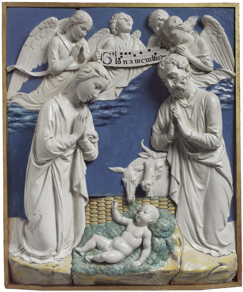 Luca della Robbia, Nativity with Gloria in Excelsis, about 1470.