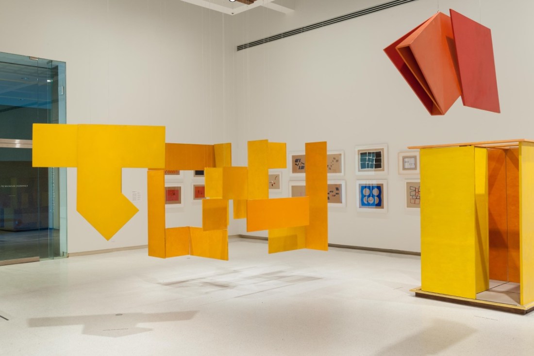 All works Hélio Oiticica. At left: P52 Spatial Relief, 1960. At center: NC6 Medium Nucleus 3, 1961-63. At upper right: Untitled, ca. 1960. 