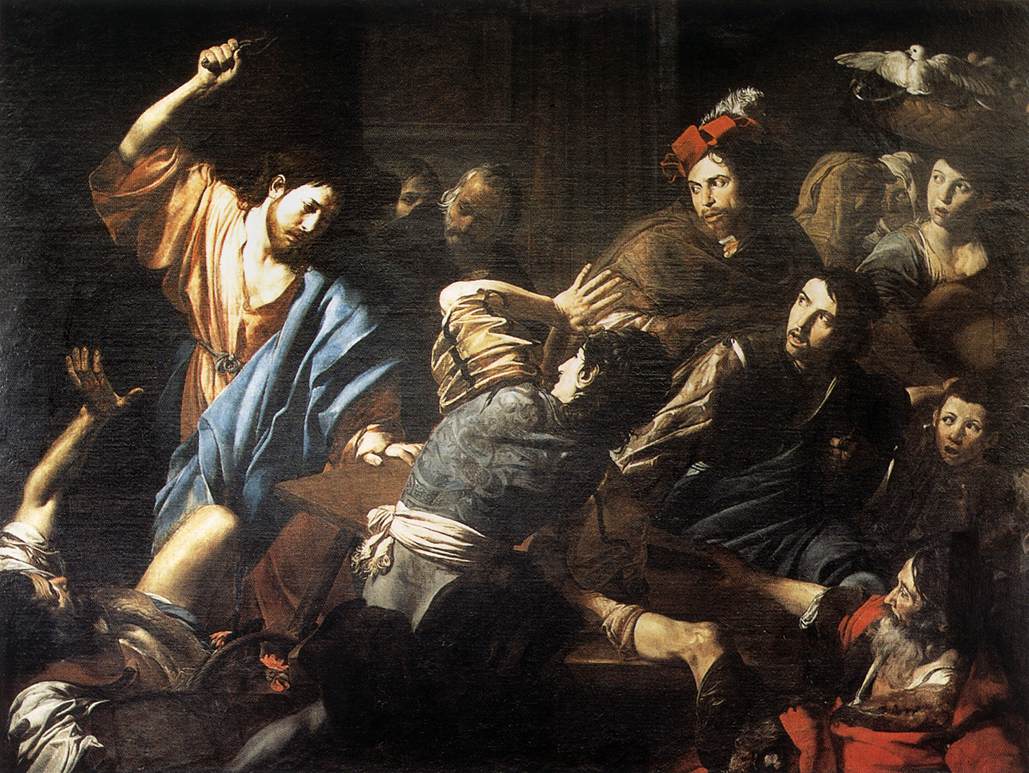 Valentin de Boulogne, Christ Driving the Merchants from the Temple, ca. 1618-22.