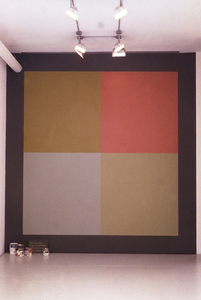 Kay Rosen, On Top of Old Smokie (Olive Grove, Red Maple, Nomad's Trail, Buffalo Grass on top of Great Smokie Mountain), installed in "Kay Rosen: Collages 1999-2002," The Drawing Center, New York. 