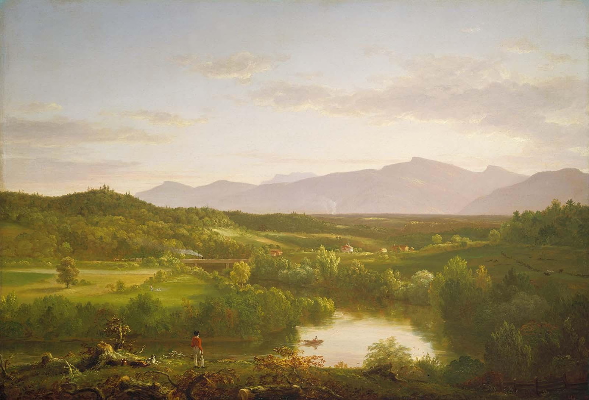 『狩人の帰宅』Tomas Cole作 ★激レア！木製フレーム付！約64×44cm thomas-cole-river-in-the-